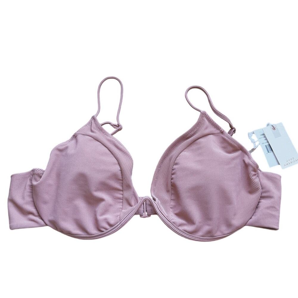 NWT Good American Swim Ribbed Bra Bikini Top Size 4XL Desert Rose Pink Vacation